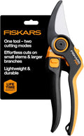 Fiskars DualAction Pruner – Hand Pruner with Two Cutting Modes Bypass Garden Pruner for Stems and Branches up to 1 Low-Friction Steel Blade FiberComp Frame