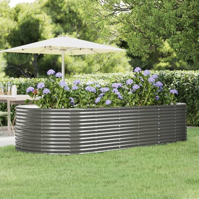 Metal Raised Garden Bed Garden Raised Bed Powder-Coated Steel Outdoor Planter Box for Vegetables Herbs Flowers 114.6x55.1x26.8-180