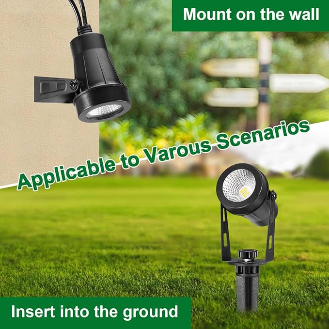 Low Voltage Landscape Lights 8 Pack+2 Pack Extendable Outdoor Landscape Lights+2 Pack Extension Cable 2 * 6.5ft