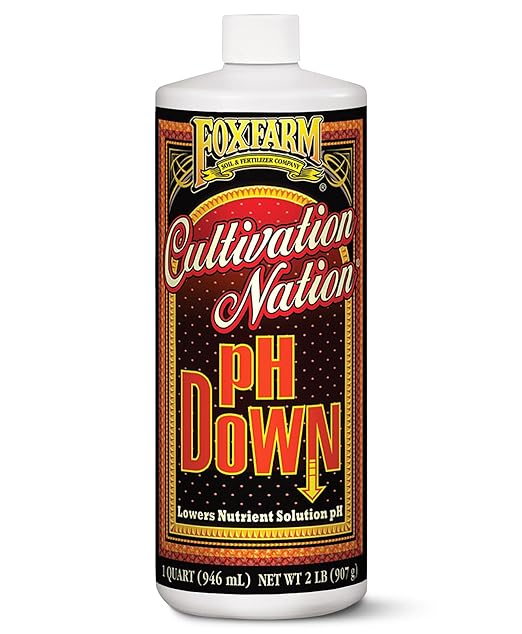 FoxFarm Cultivation Nation pH Down for Plants’ Nutrient Solutions - Formulated with Citric Acid for Adjustment - Ideal for Soil &amp Hydroponics Lowers pH Levels of Nutrient Solution - 1 Quart