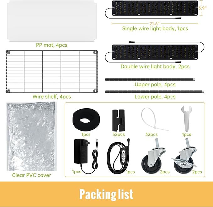 Smart Gardening Bundle: 4-Tier Greenhouse Stand + Vertical Desk Grow Light – Full Spectrum Lighting System