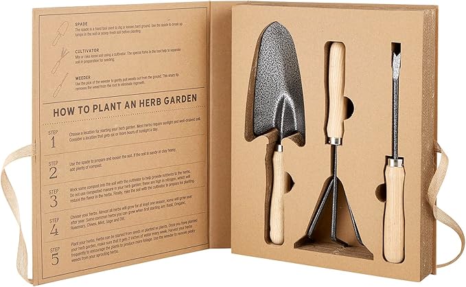 Santa Barbara Design Studio Garden Tool Set - Gift Boxed Steel Spade Cultivator &amp Weeder Gardening Essentials 3-Pieces You Grow Girl