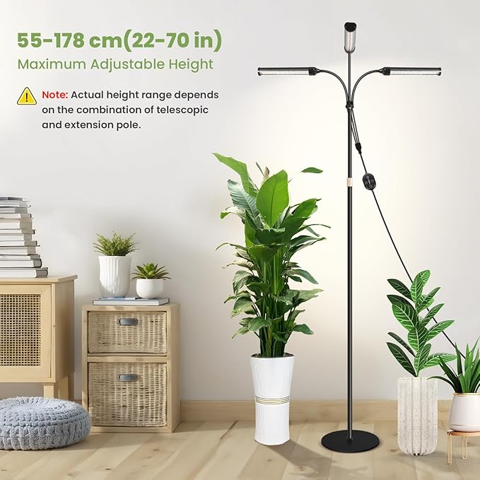 Large Plant Lights for Indoor growing 24V 660nm-Enhanced Full Spectrum LM281B+ LED Grow Light Plant Light with Timer &amp Dimming Adjustable Height 22–70in 9.8in Base 28W 560μmol/s/m²@6in