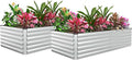 FOOWIN 2pcs 8x4x2ft Galvanized Raised Garden Bed Planter Raised Garden Boxes Outdoor Large Metal Raised Beds for Gardening Garden Bed for Vegetables Flowers Herb478 Gallon Capacity Silver
