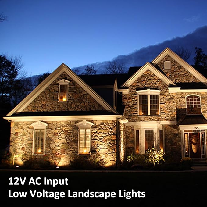 GOODSMANN Low Voltage Spotlights 18W LED Wall Wash Lights 12V Outdoor 8PK Brown Landscape Lighting Kits 1000 Lumen 2700K Warm White Metal Handwired Floodlights with Stakes and Connectors