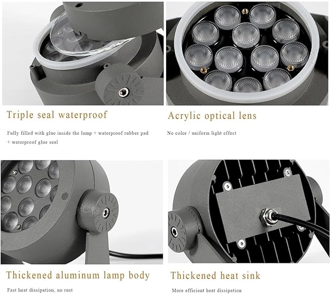 Outdoor Spotlights - LED Floodlights AC85~265V Tree Landscape Spotlights Spotlight Led Beam Light Outdoor IP65 Waterproof Garden Lawn Lights Angle Adjustable(Yellow12w)