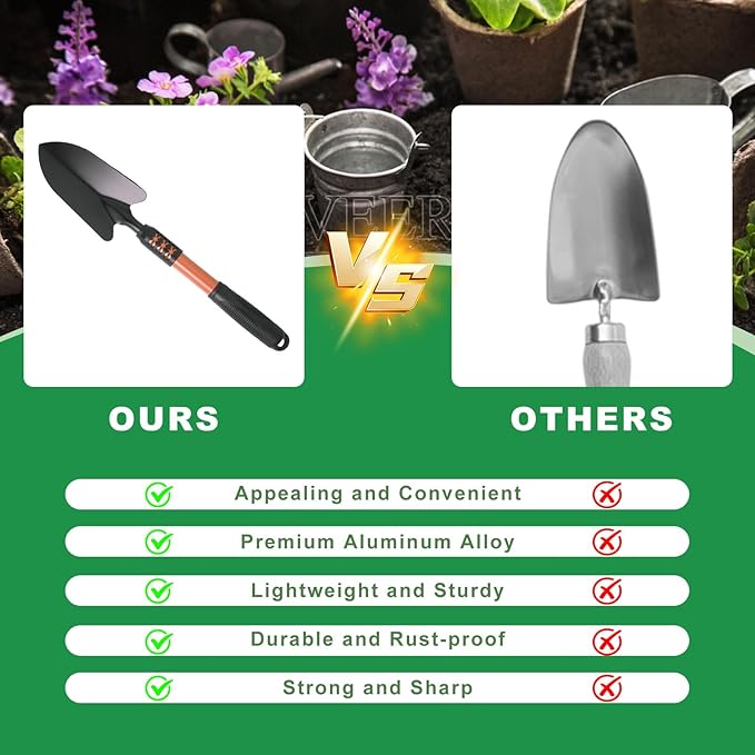 Garden Tool Set 4 Pack Gardening Tools Stainless Steel Heavy Duty Hand Cultivator Hoes Shovel for Planting Weeding Digging Gardening Gifts for WomenOrange