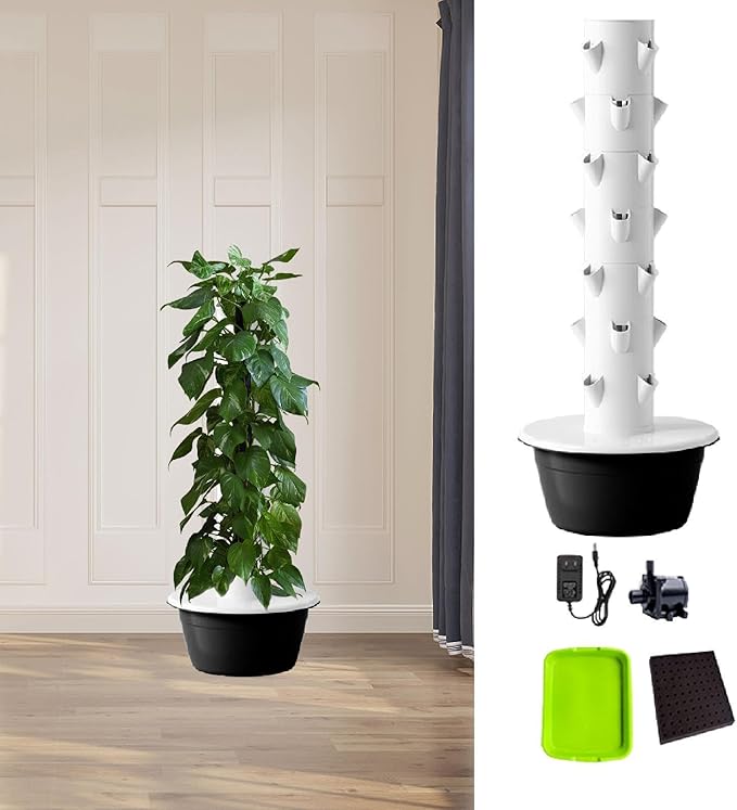 Hydroponic Tower Hydroponics Growing System Kit Accessories Gardening Pots Practical Vertical Planter for Strawberries Black M