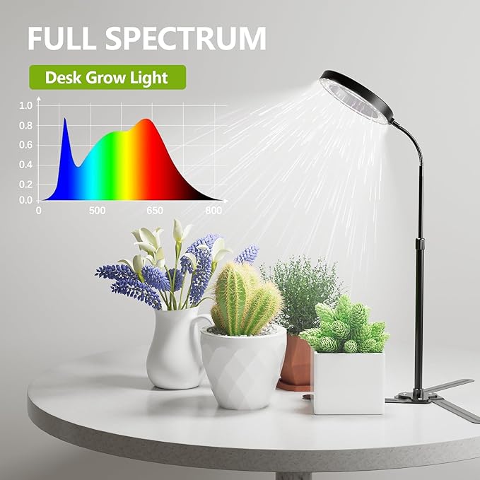 GooingTop Grow Light 50W 6000K LED White Full Spectrum Plant Growing Lamp for Home Office Indoor PlantsAdjustable Height &amp Auto Timer 4 8 12Hrs Ideal for Micro Greens Faster Growth