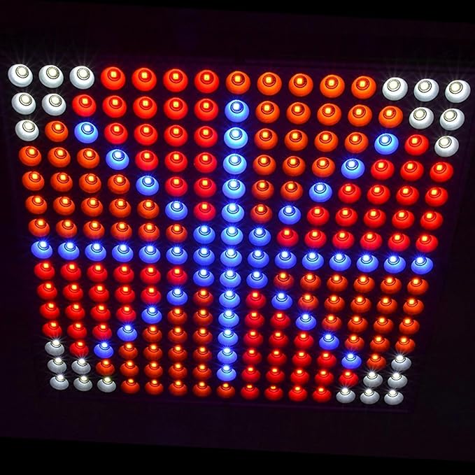 HQRP 225 LED Grow Light Panel 45W Multicolor 12 Square Lamp (Red Orange Blue White) for Growing Indoor Plants Fruits Flowers Vegetables Indoor Garden Hydroponic Plant Grow Light with Hanging Kit