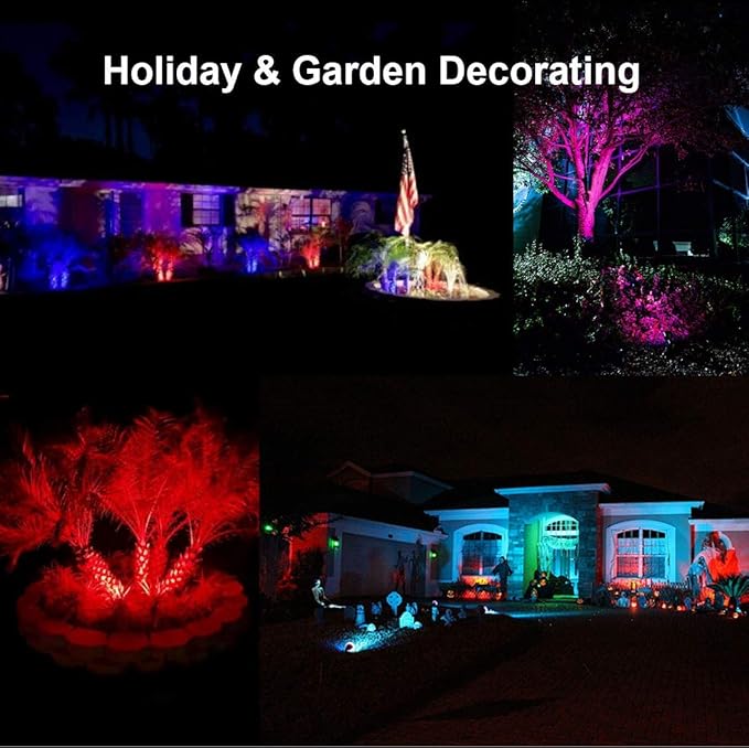 Color LED Outdoor Landscape Spotlight Remote 10W RGB Waterproof Spot Light for Yard Tree Garden Halloween Christmas Lighting 120V
