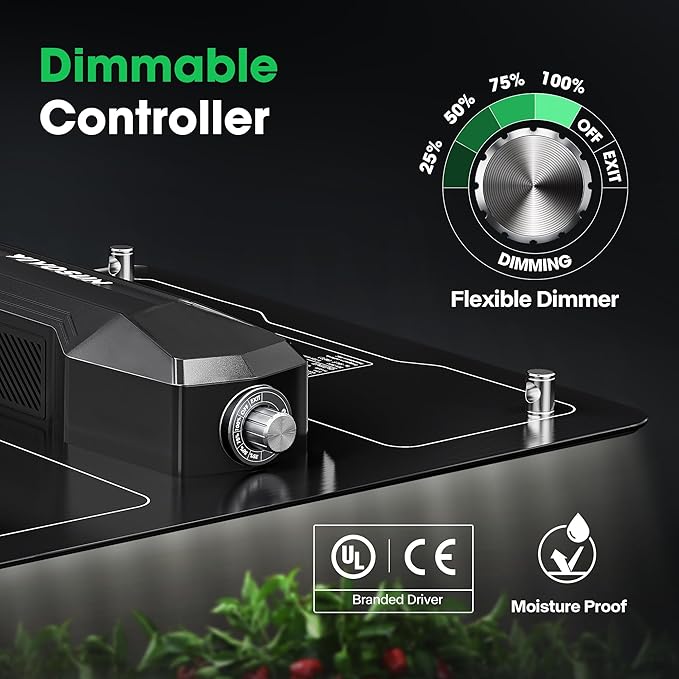VIVOSUN VS1000 LED Grow Light with Ventilation Kit 4 Inch 190 CFM Inline Fan with Speed Controller 4 Inch Carbon Filter and 8 Feet of Ducting and 5-Pack 3 Gallon Plant Grow Bags