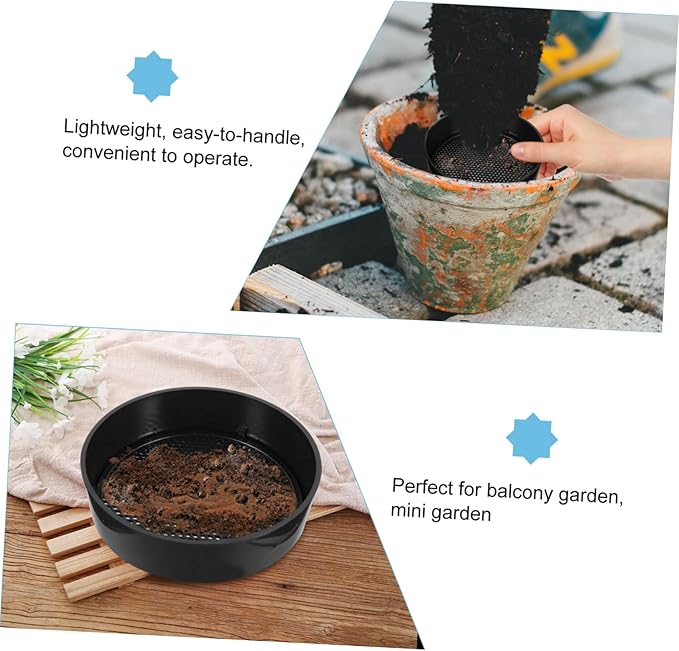 Happyyami 5sets Plastic Soil Sieve Set for Garden Planting Sifting Pan Terrarium Soil Screen Gardening Tool
