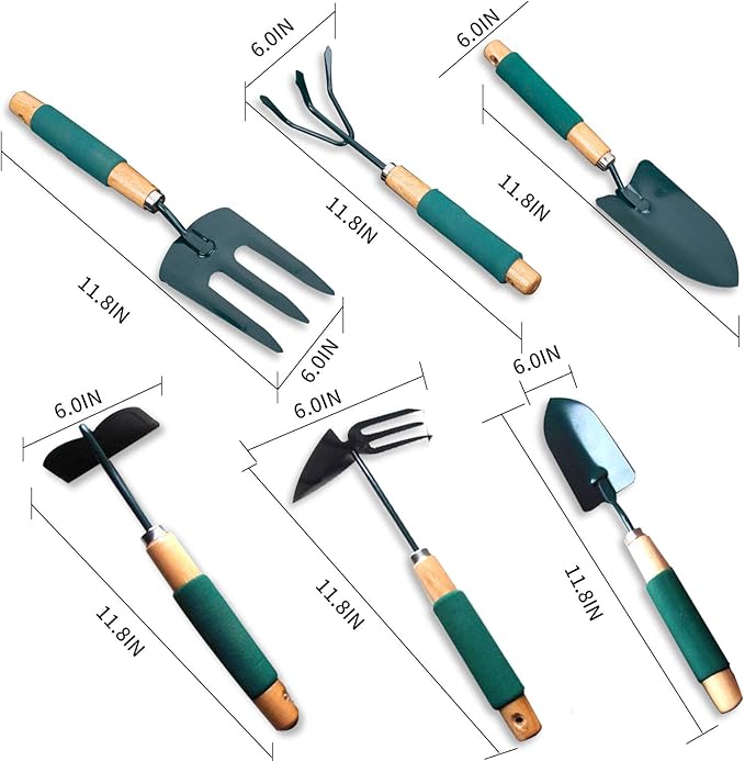 Garden Tool Set 6-Piece Lightweight Gardening kit with Soft Rubber Anti-Skid Ergonomic Handle Gardening Hand Tools