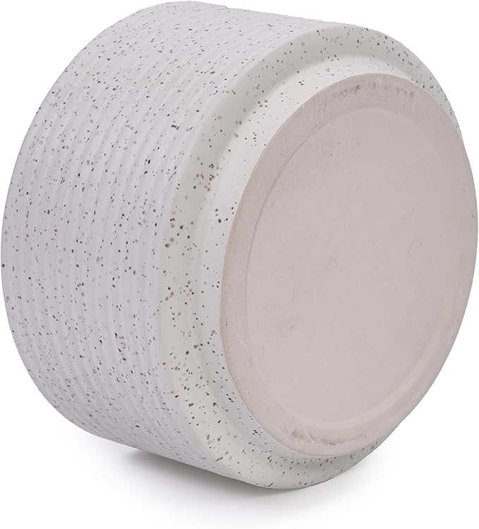 Handmade Ceramic Planter Set of 2 11 8 Diameter White with Vertical Ridges for Aquatic Plants IndoorOutdoor Shelf Table Use Breathable Non Porous Clay