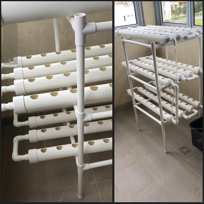Hydroponics Growing System Hydroponic Tower 3 Layer PVC Pipe 108 Holes for Planting Indoor Garden System Tall Hydroponics System Outdoor 0823