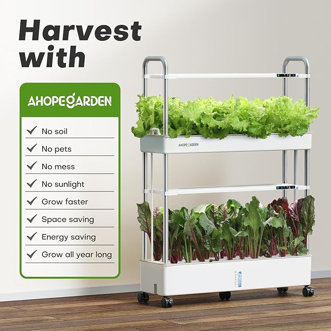 Ahopegarden Indoor Garden Hydroponics Growing System Kit: 60 Pods Indoor Herb Garden with LED Grow Light - Plant Germination Kit 32L Large Capacity Hydroponic Tower for Vegetables Fruits Flowers
