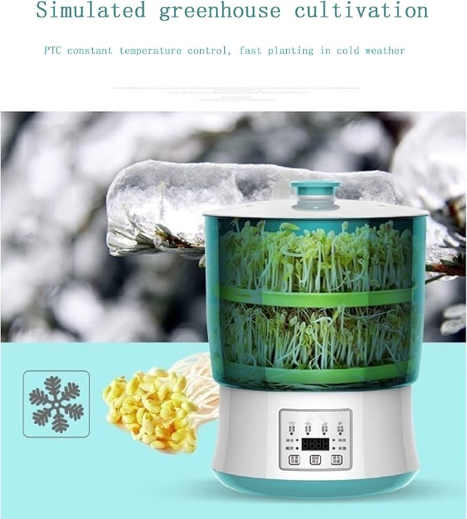 2pcs Germination Tank Intelligent PTC tat Heating Bean Sprout Machine Home Kitchen Bean Sprout Cultivation Kit 2 Layers US 2