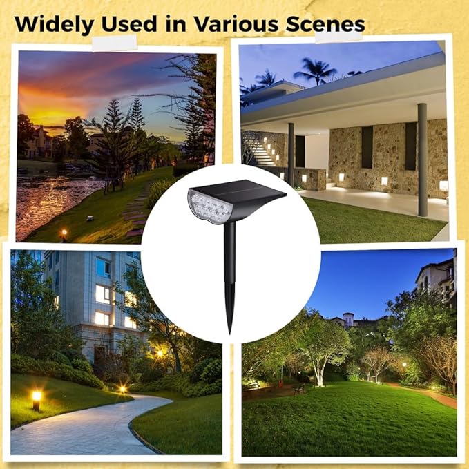 Outdoor In-Ground Landscape Light with 4 Pcs Solar Garden Spotlight Waterproof Patio Light Remote Control Color-Changing Spotlight Auto Illuminating Led Light for Yards Parks Lawns