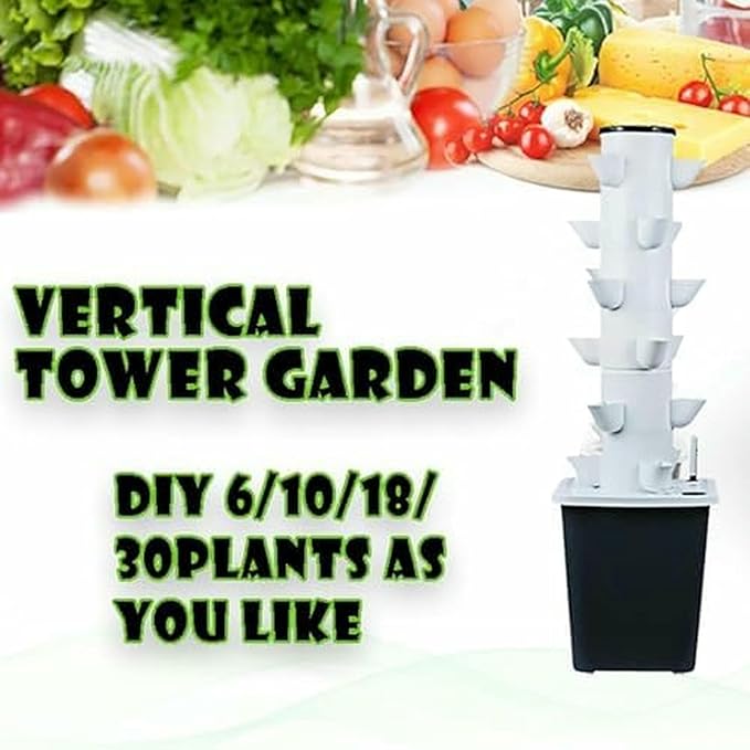 Garden Hydroponic Growing System 15/20/25/30 Pods Hydroponics Tower Aeroponics Grow Kit Aquaponics Planting System with and Vegetables