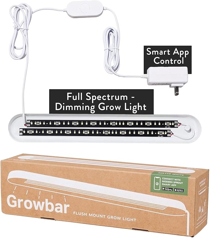 Modern Sprout Smart Growbar V2 LED Grow Light - Full-Spectrum Grow Light for Indoor Plants w/Smart App Control - Herb &amp Flowering Plants - Adjustable Brightness Perfect for Indoor Gardens &amp G