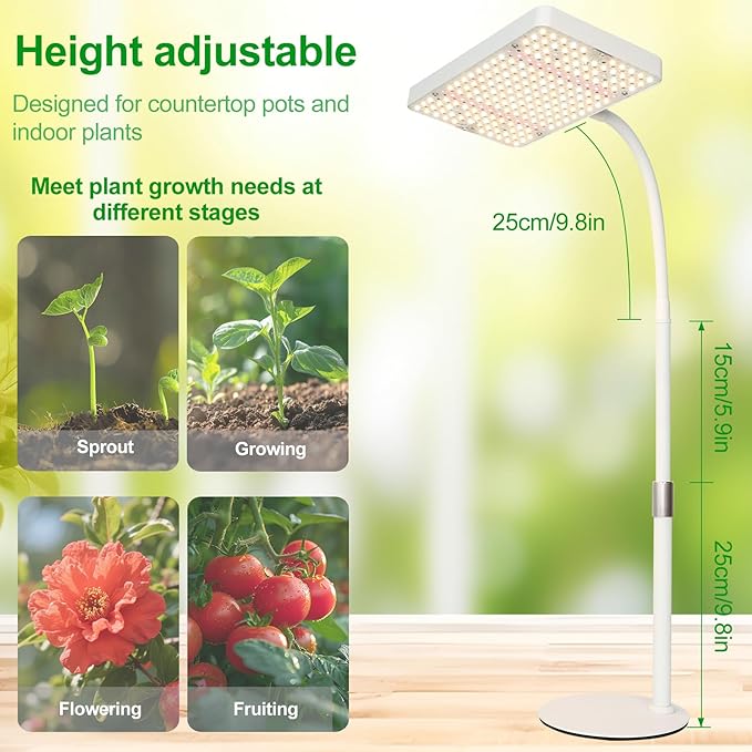 Tabletop Grow Light Bright Desk Grow Lights for Seed Starting Bonsai Succulent Cactus 4/8/12/16/20H Timer 25 Watt Power Draw NO Need Adapter 16-24 Height Daisy Chain Function