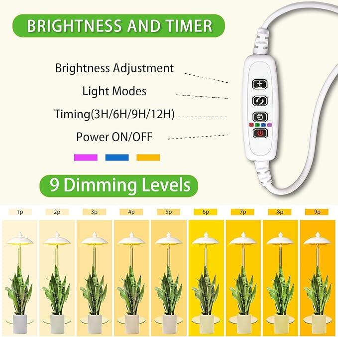 LED Floor Grow Lights for Indoor Plants Corner Stand Full Spectrum Plant Growing Lamp 10 Dimmable Levels Auto 3/6/9/12H Timer Grow Light Height Adjustable for Large Tall Plants (Have Base)
