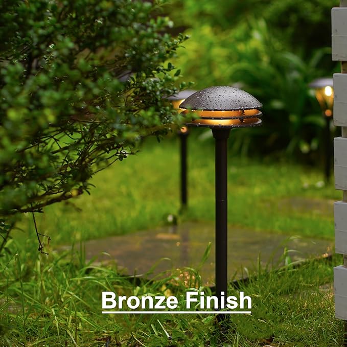 GOODSMANN Landscape Lighting Low Voltage 6PK Pathway Lights LED 2PK 4W 80 Lumen with 8PK Floodlight &amp Spotlight 3W LED 200 Lumen Replaceable Bulbs 3000K Warm White