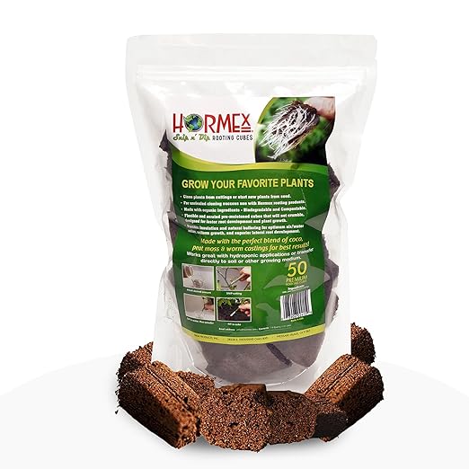 Hormex Rooting Cubes - Peat Moss &amp Coco Plugs for Cloning Plants from Cuttings and Seed Starting - Organic Plant Starter for Strong Root Growth - Ideal for Home Indoor and Outdoor Gardening - 50