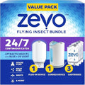 Zevo MAX Bug Catcher &amp Fly Trap for Indoors - Flying Insect Trap for Gnats House &amp Fruit Flies - Use in Any Room - No-Mess Disposal (2 Plug in Bases &amp 3 Cartridges)