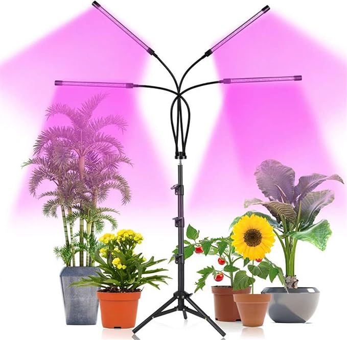LED Full Spectrum Growing Lamps with Tripod Dimmable Timing Greenhouse Flower Adjustable Plant Grow Lights with Remote Control80w