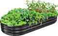 Oval Galvanized Planter Box Metal Raised Garden Bed - 0.8MM Thick- Ideal for Outdoor Gardening and Planting of Vegetables Flowers Fruits Succulent Plants and Others (Black 6X3X1 FT)