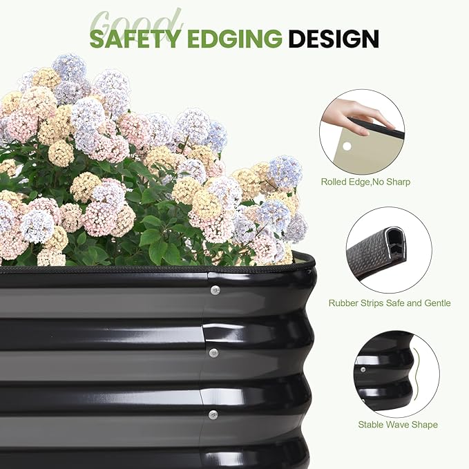5-in-1 Adjustable Raised Garden Bed Kit | Galvanized Planter Boxes for Vegetables Flowers | 12 Tall Multiple Sizes (8x3x1ft 9x2x1ft 10x1x1ft 6x5x1ft 7x4x1ft) | Outdoor Metal Raised Bed Grey