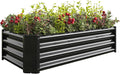 Angel Sar Galvanized Raised Garden Bed 4 x 2 x 1FT Metal Planter Boxes Outdoor with Open Bottom Raised Garden Beds Outdoor Planter Box for Gardening Vegetables Flowers Hurbs Black