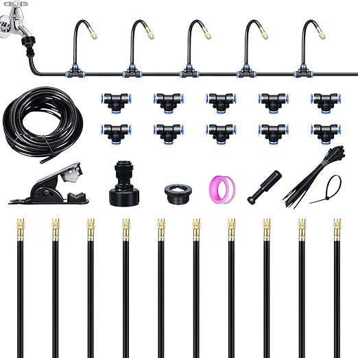 32FT Drip Irrigation System 360° Adjustable Sprinkler Irrigation Kit Plant Mister System for Garden Watering (32FT/10M)