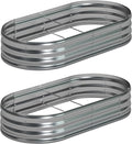 6x3x1ft(2 Pack) Galvanized Oval Raised Garden BedOutdoor Planter Box Metal Patio Kit Planting Bed for Vegetables Flowers HerbSilver