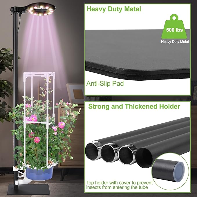 Indoor Plant Hydroponics Growing System Tower Kit with Grow lightHerb Vegetable Indoor Gardening System with Standing Floor Tall LED Grow LightsHeight Adjustable with StandTimerTrellis