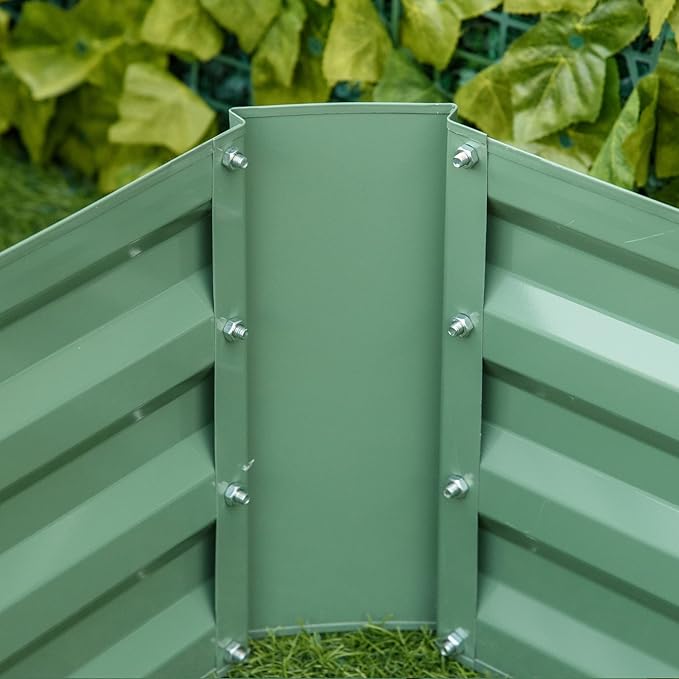 2 Pcs Galvanized Raised Garden Bed 3.3' x 3.3' x 1' Metal Planter Box for Growing Vegetables Flowers Herbs Succulents Green