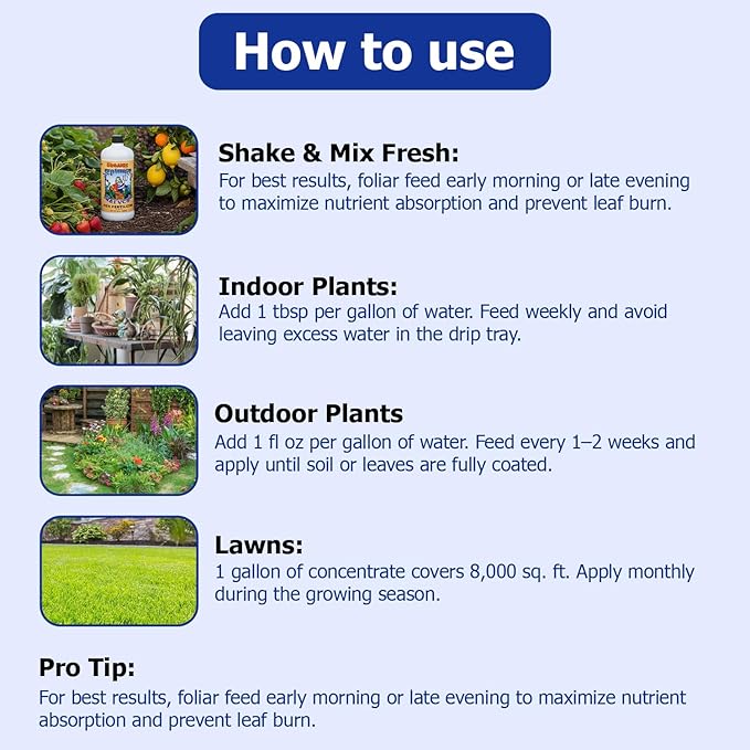 Neptune's Harvest Fish Fertilizer (2-4-1) - Organic Liquid Plant Fertilizer - Fish Hydrolysate for Vegetables Flowers Fruit Trees Grass - Indoor and Outdoor Plant Food (Quart)