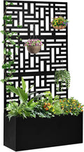70 Black Metal Raised Garden Bed with Trellis Modular Planter Box System for Customizable Growing Walls Connect Multiple Units for Continuous Vertical Garden Rust-Proof Steel