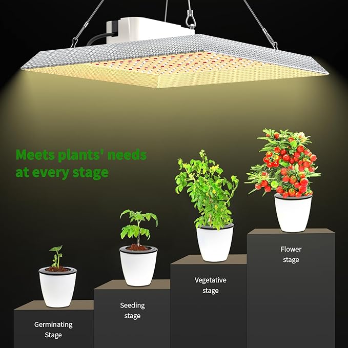 Js2U ZW 1000W LED Grow Light Full Spectrum DIY Reflector Cover Lights High PPFD Hanging Grow Light Plant Lights for Indoor Vegetable Growing Seedling Flowering and Fruiting Tent Greenhouse