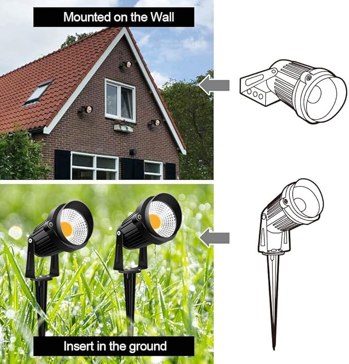 ZUCKEO 10W Landscape Lights 12V 24V Low Voltage LED Landscape Lighting with Connectors 1000LM Warm White Light IP66 Waterproof Landscaping Spotlights Yard Lawn Garden Outdoor Lights (2Pack)