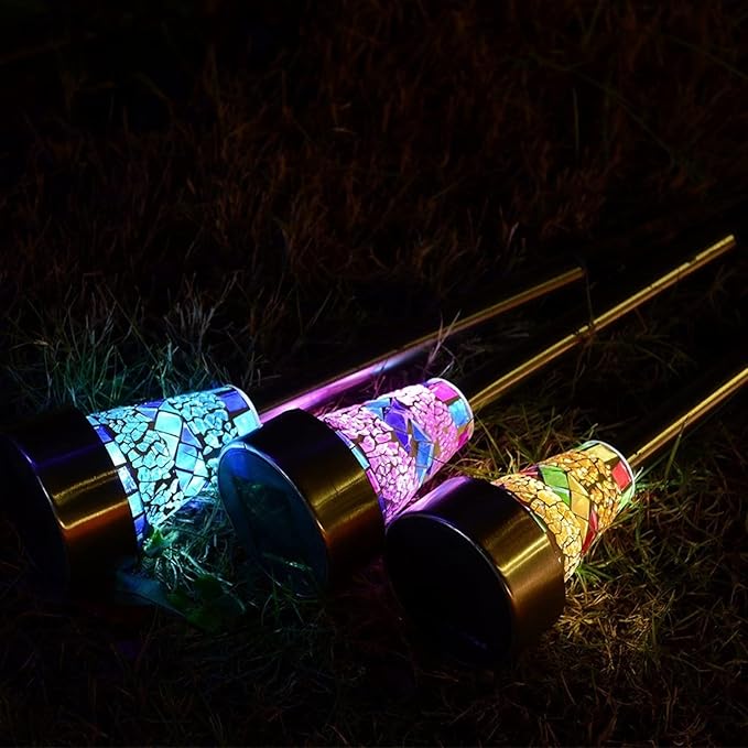 Plant Growing Lamps Solar Light LED Mosaic Lawn lamp Outdoor Waterproof Mosaic lampshade Modern Park Garden Path Landscape Lawn Decorative 1/3pcs(Purple 1pcs)