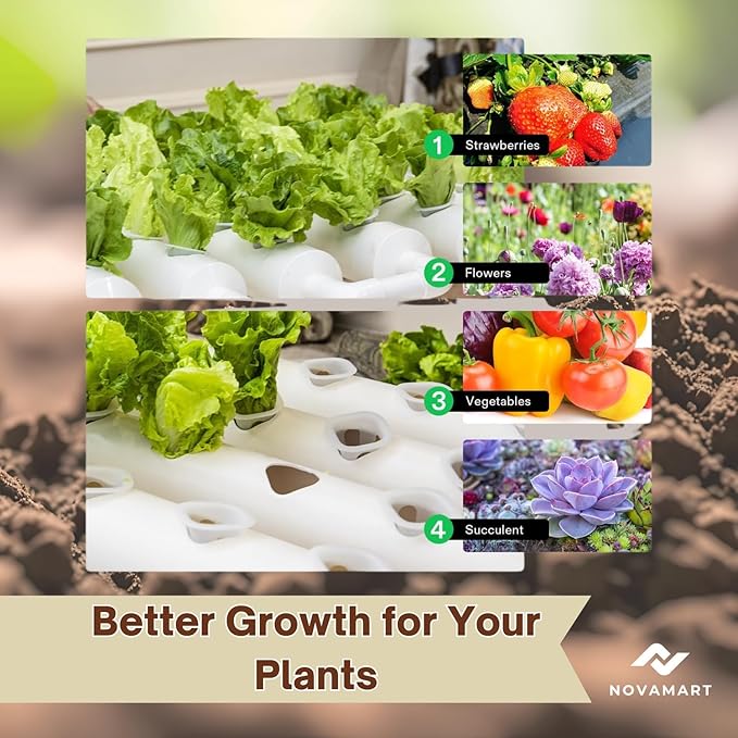 Hydroponic Plant Growing System – 36-Site PVC Indoor Garden Tower with AU/US Plug | Soil-Free Vertical Hydro Grow Kit with Planting Baskets Sponges &amp Irrigation Tube | White