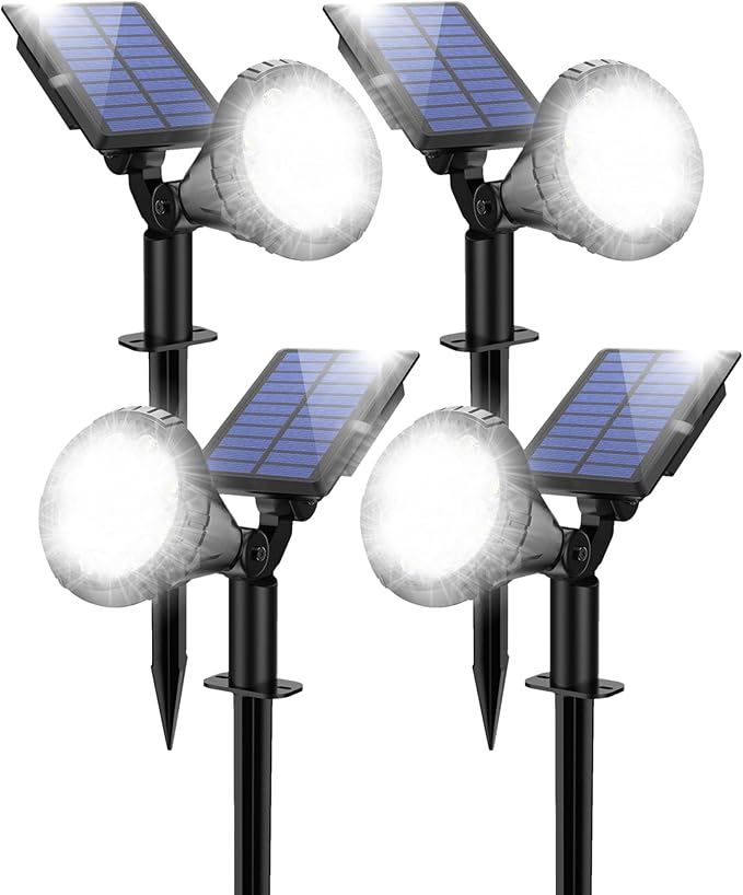 Solar Spot Lights for Outside 21 LED Outdoor Solar Lights for Yard 4 Pack Solar Spotlights Waterproof Auto On/Off for Landscape Wall Garden Pool Tree Pathway and Driveway(White)