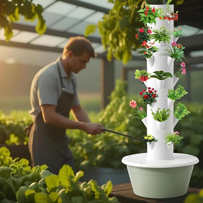 Hydroponics Growing System kit Vertical hydroponic Garden Tower hydroponic Tower aeroponic TowerIndoor Vertical Garden forGardening LoverHerbs Vegetables and Fruits (Green 9Layers)