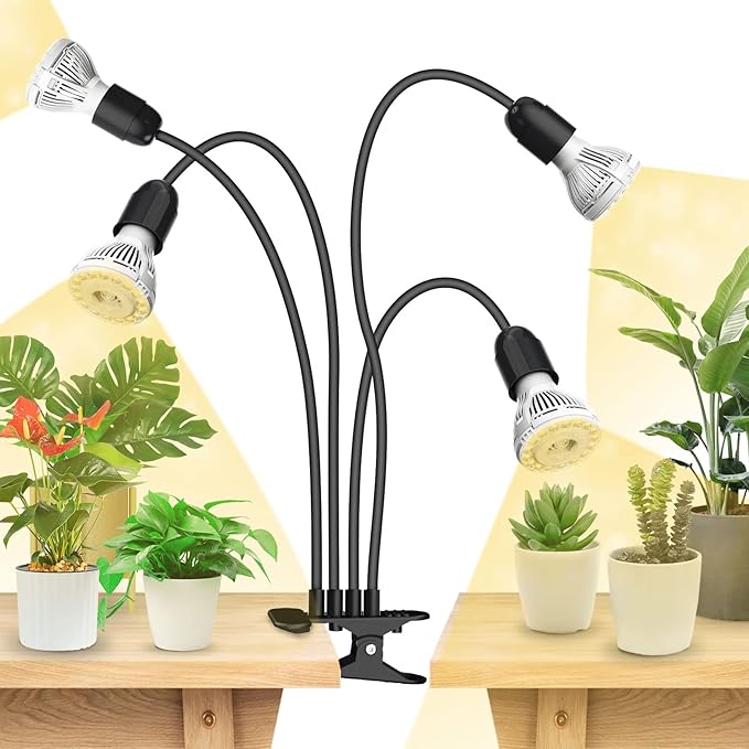 SANSI 20W/40W LED Grow Lights for Indoor Plants300W/600W Full Spectrum Dual Gooseneck Clip Plant Grow Light with Optical Lens for High PPFD Growing Power LampLifetime Free Bulb Replacement