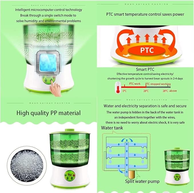 Automatic Sprouter Bean Growing Machine 2 Layers Function Large Capacity Seed Germination Kit Seed Germination Machine with PTC Heating Fo