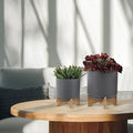 S2 810 Planter W Wood Stand Matte Gray