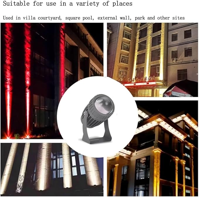 10W LED Narrow Beam Spotlight - Rotation Spot Lights AC85-265V Long Range LED Flood Lights IP65 Waterproof Wall Washer Light Architectural Landscape Lighting(Yellow)